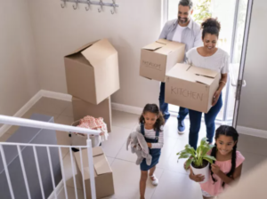 family moving into a house